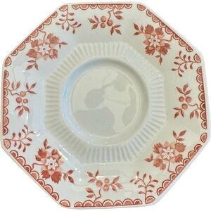 (5) Independence Ironstone Hexagon Bittersweet Coffee Saucers 6"